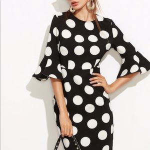 Polka dot bell sleeve dress
